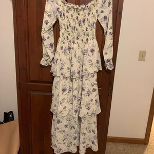 Off the shoulder boho floral midi